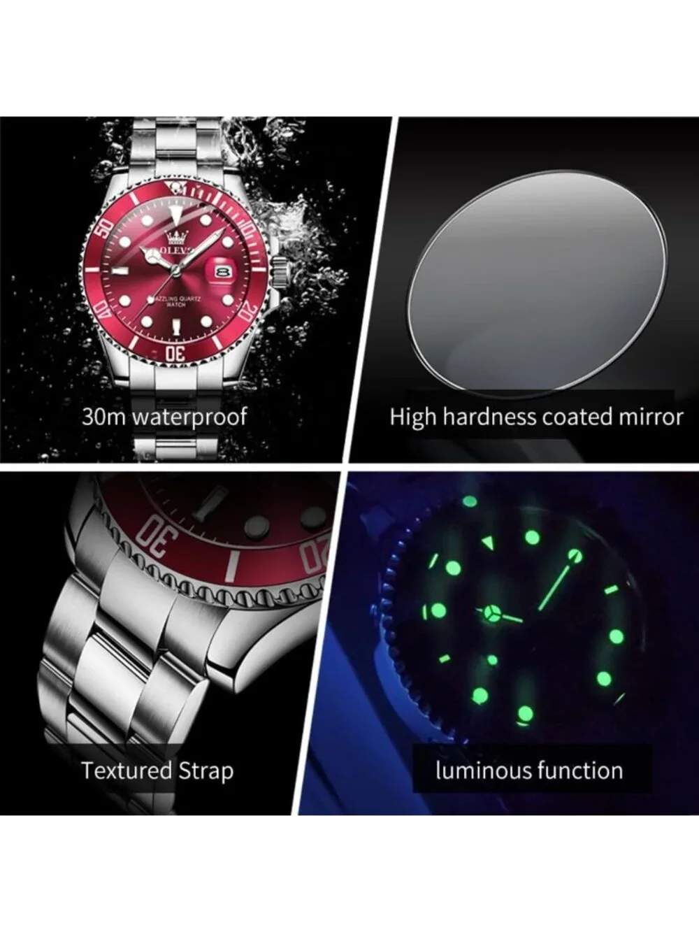 Luxury Men's Waterproof Quartz Watch - Big Stainless Steel Analog Timepiece